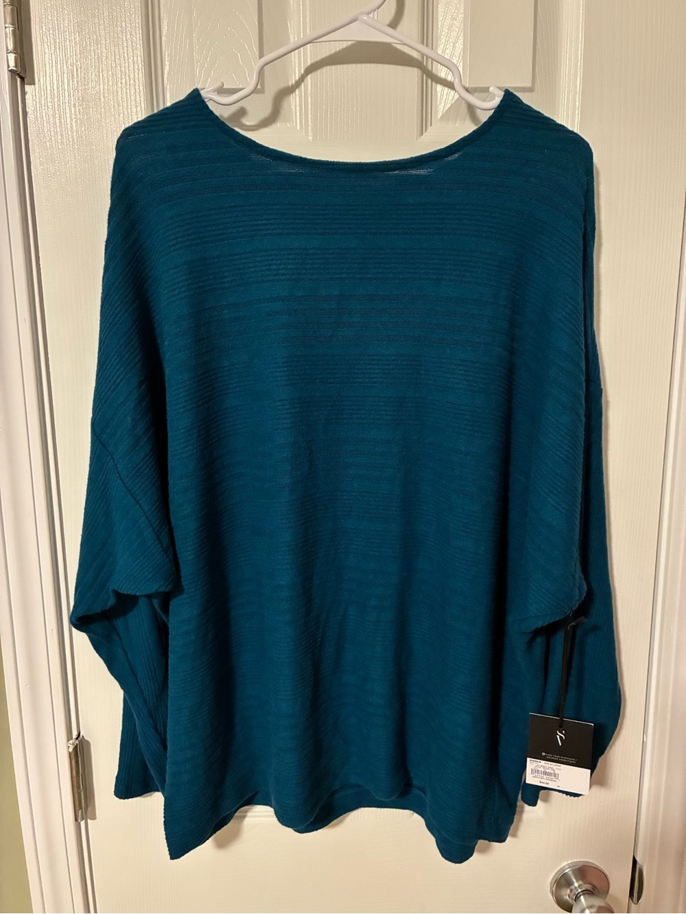 Simply Vera Vera Wang Teal Rib-Knit Dolman Sweater